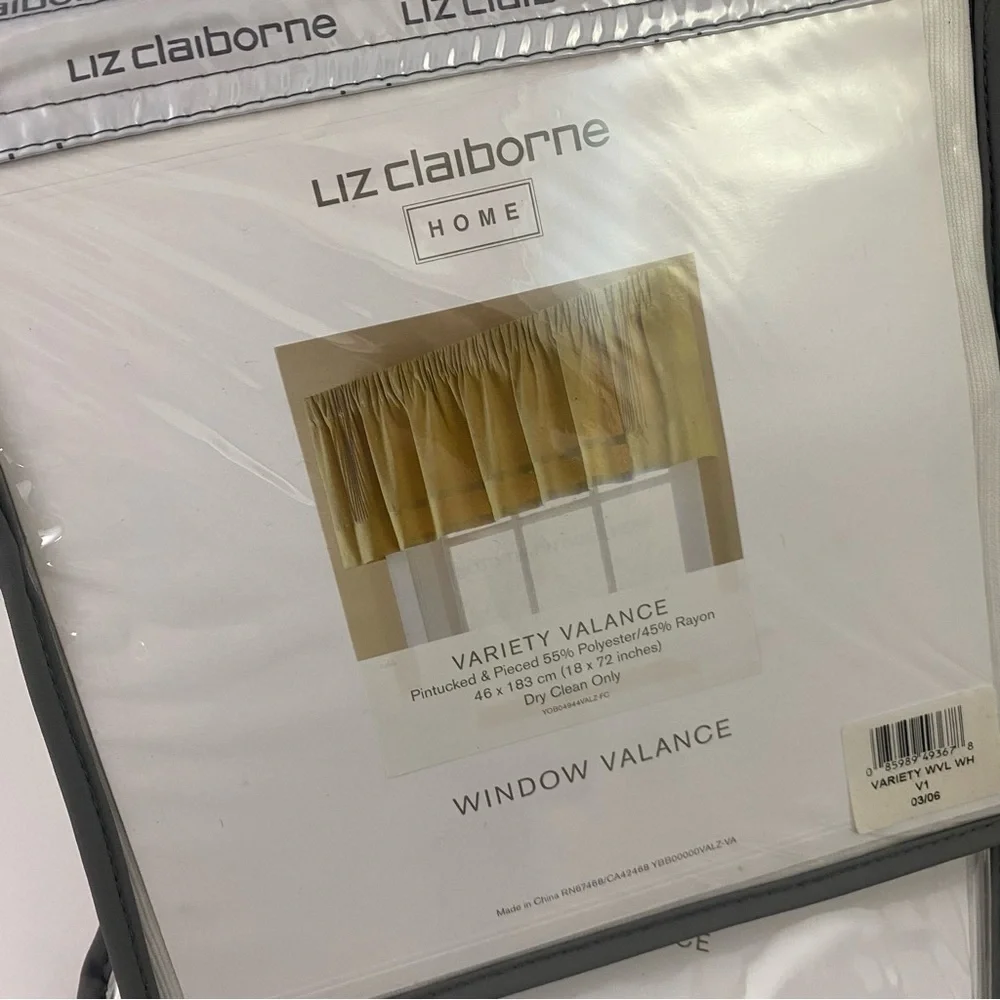 2x Liz Claiborne Home Variety Window Valance Pintucked & Pieced 18x72